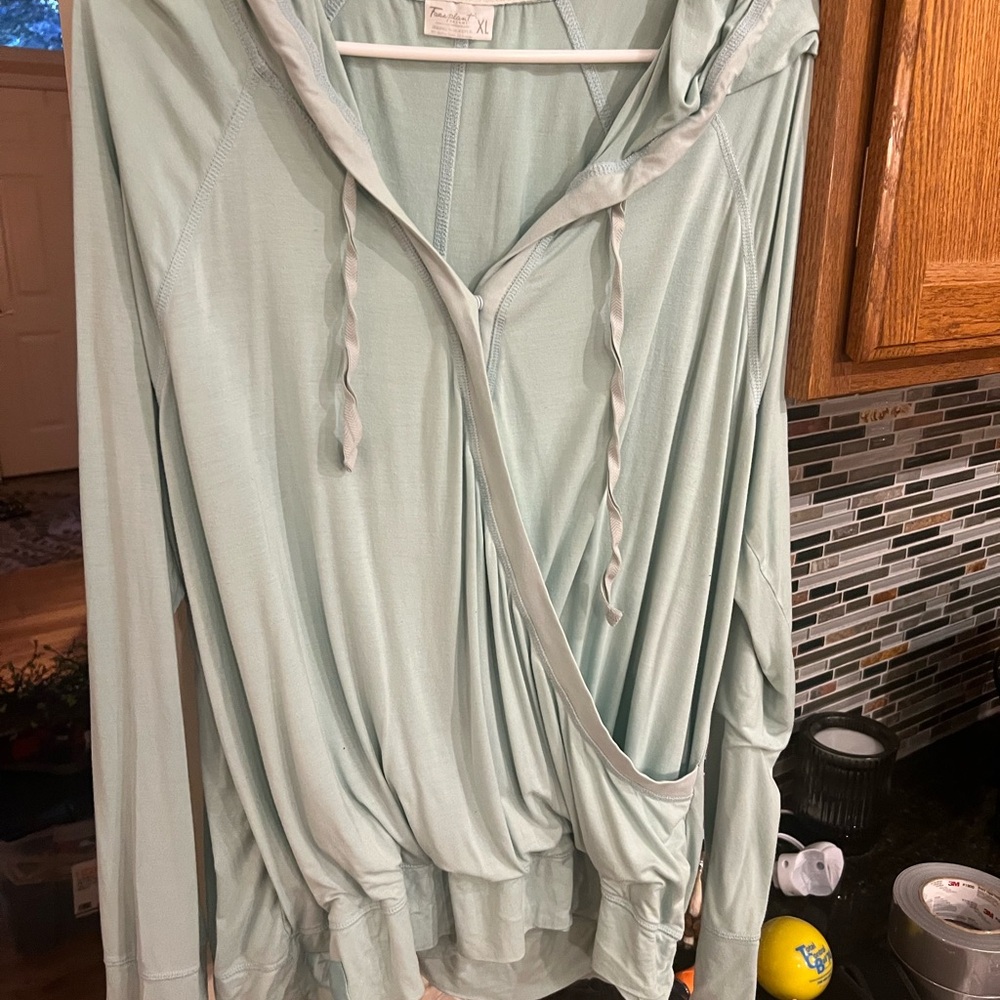 Women's Light Blue Hooded Pajama Top
